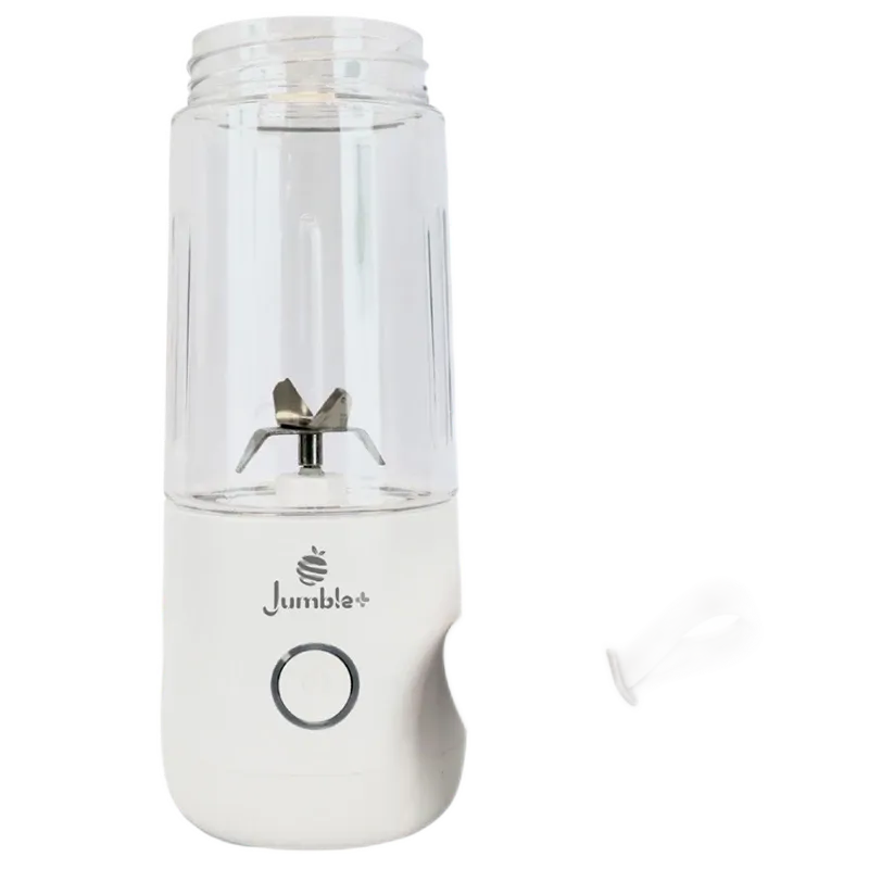 Photo 1 of White Jumble + Cordless Portable Blender Blend Fruit Veggies Or Drinks On The Go Rechargeable Battery Cordless Charging Plate Waterproof Sharp Dual Blades Drinkable Spout Plexiglass 