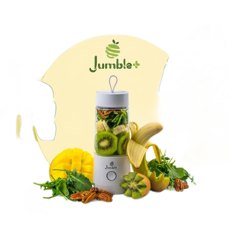 Photo 1 of White Jumble + Cordless Portable Blender Blend Fruit Veggies Or Drinks On The Go Rechargeable Battery Cordless Charging Plate Waterproof Sharp Dual Blades Drinkable Spout Plexiglass 