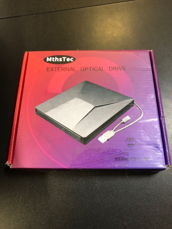 Photo 1 of MthsTec External Bluray CD DVD Burner, USB 3.0 and Type-C Bluray CD DVD Reader and Writter 3D Slim Optical CD Drive Compatible with Windows XP/7/8/10, Laptop, Desktop, MacOS for MacBook
