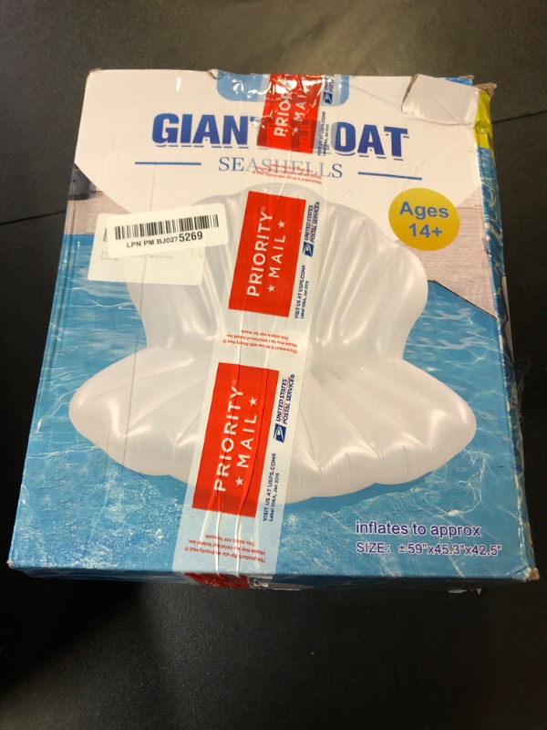 Photo 1 of 52" Thickened Inflatable Seashell Pool Float, Giant Pool Floating Raft Chair with Pearl Balls, for Children's Party, Ocean Theme Decorations, Beach & Pool Party Decorations