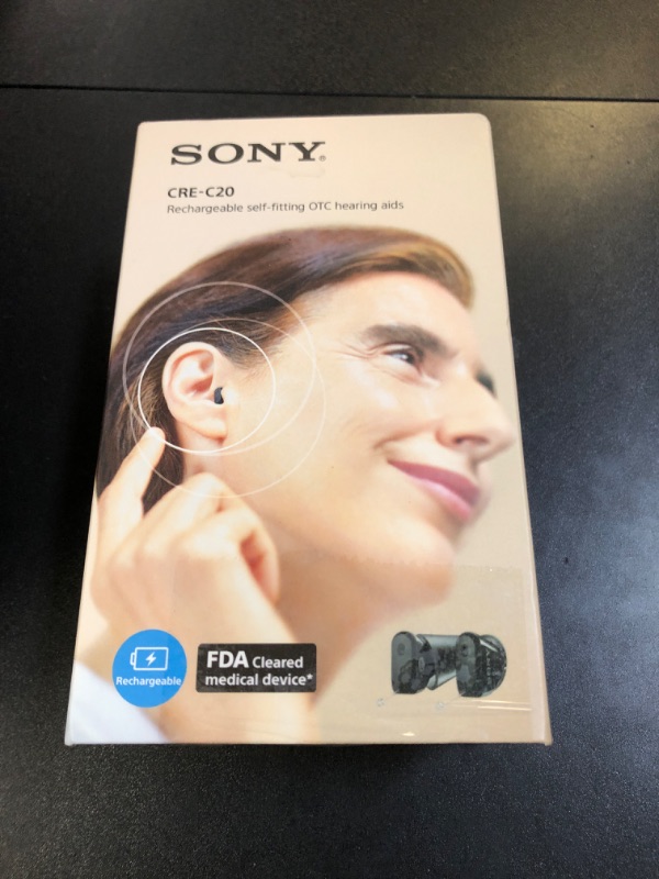 Photo 3 of Sony CRE-C20 Self-Fitting OTC Hearing Aids for Mild to Moderate Hearing Loss, Prescription-Grade Sound Quality, Compact Virtually Invisible Design, Customizable App, and Rechargeable Battery