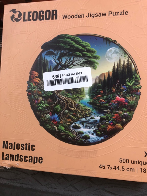 Photo 1 of LEOGOR Large Wooden Puzzles for Adults 500 Piece – Colorful Mosaic Landscape Jigsaw Puzzles with Unique Laser Cut Animal-Shaped and Nature-Inspired Wood Pieces – Challenging, XL Size 18'' x 17.5''