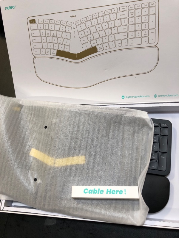 Photo 1 of Nulea Wireless Ergonomic Keyboard, Split Keyboard with Wrist Rest, USB-C Charging, 7-Color Backlight, Natural Typing, Bluetooth and USB Connectivity, Compatible with Windows/Mac