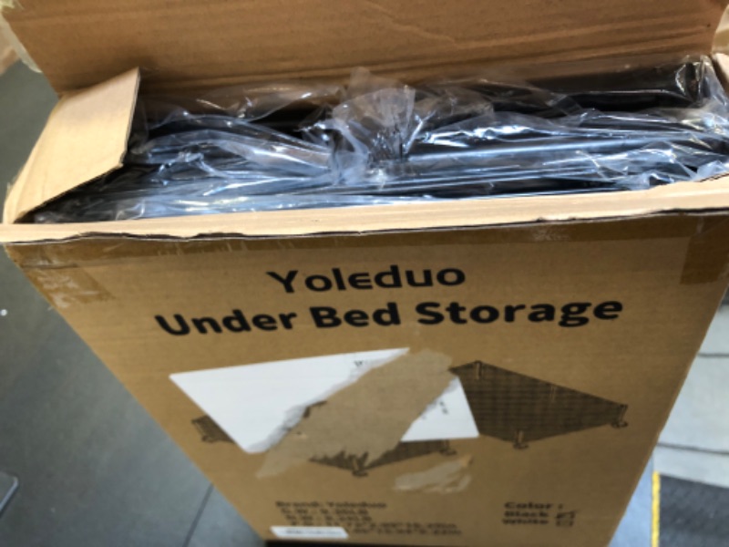 Photo 1 of Under Bed Storage With Wheels Under bed Storage Containers Large Metal Foldable Space-saving Under Bed Drawer Shoe Storage Organizer on Wheels for Clothes(2 pieces, Black)