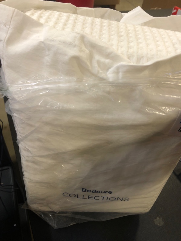 Photo 2 of Bedsure Cotton Duvet Cover Set - 100% Cotton Waffle Weave Coconut White Duvet Cover Queen Size