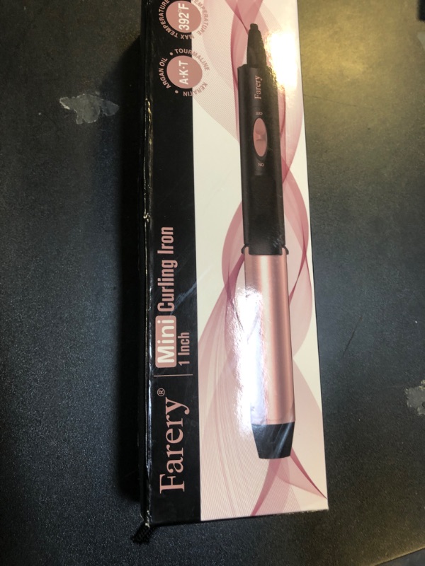 Photo 2 of 1 Inch Dual Voltage Ceramic Curling Iron with Keratin & Argan Oil, Mini Hair Curler, Travel Size with Storage Bag