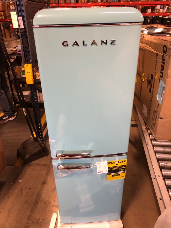 Photo 6 of Galanz GLR74BBER12 Retro Refrigerator with Bottom Mount Freezer Frost Free, Dual Door Fridge, Adjustable Electrical Thermostat Control, 7.4 Cu Ft, Blue