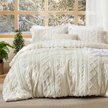 Photo 1 of Bedsure Tufted Boho Comforter Set Full Size - Beige Boho Bedding Comforter Set, 3 Pieces Farmhouse Shabby Chic Embroidery Bed Set, Gifts for Woman, Soft Jacquard Comforter for All Seasons