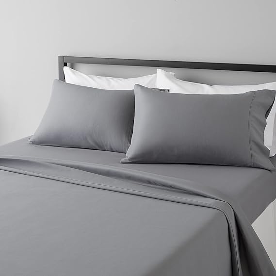 Photo 1 of Super Soft Easy Care Microfiber 4-Piece Bed Sheet Set with 14-Inch Deep Pockets, Full, Dark Gray, Solid