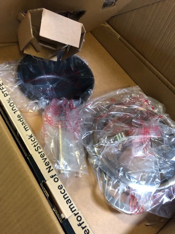 Photo 1 of Ninja NeverStick Ceramic Pro 10-Piece Cookware Set, Non-Stick Pots & Pans Set with Glass Lids, Ceramic Coated, Stainless Steel Handles, Oven Safe, All Stovetops & Induction Compatible, Blue, CW39010MM