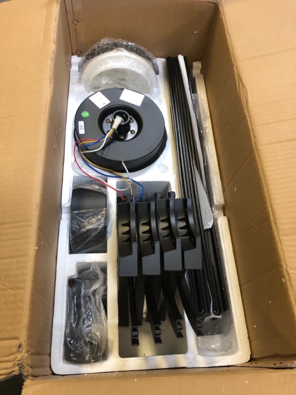 Photo 1 of WINGBO 60" DC Ceiling Fan with Lights and Control, Matte Black Ceiling Fan with Walnut/Walnut Shadowed Reversible Blades, 6-Speed DC Motor, 8 Blade Wood Ceiling Fan for Kitchen Bedroom Living Room