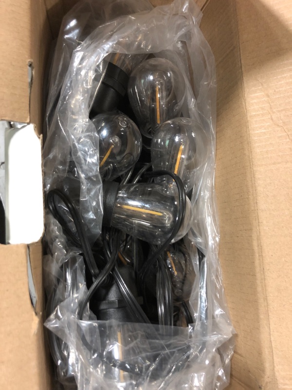 Photo 1 of 96FT(48×2) Outdoor String Lights for Patio with Waterproof Shatterproof Dimmable 2700K E12 LED Filament Bulbs, Linkable Commercial Grade Black Hanging String Lights for Garden Porch Backyard