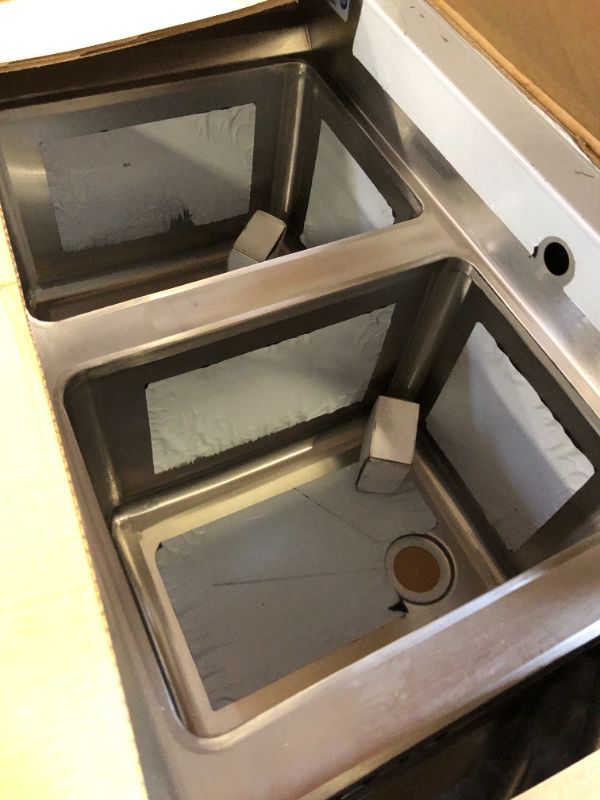 Photo 2 of HALLY 3 Compartment Sink of Stainless Steel NSF Commercial Utility Basin with 10" L x 14" W x 10" D Bowl for Bar, Restaurant, Kitchen, Hotel and Home