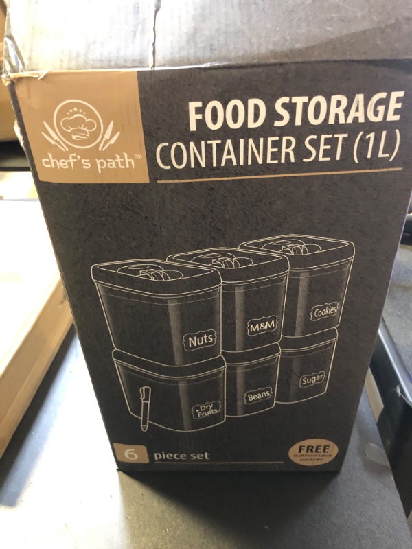 Photo 2 of Airtight Food Storage Container Set - Set of 6 (1L), All Same Size, Includes Labels & Marker - Kitchen & Pantry Organization Dry Food Containers, BPA-Free - Clear Plastic Canisters with Improved Lids