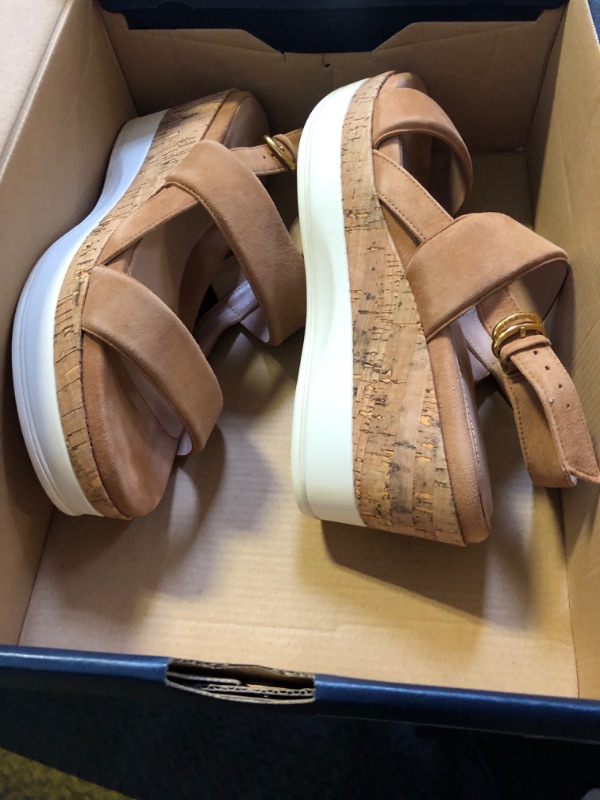 Photo 2 of Cole Haan Women's Aislin Wedge Sandal, Pecan Suede/Cork, 8.5