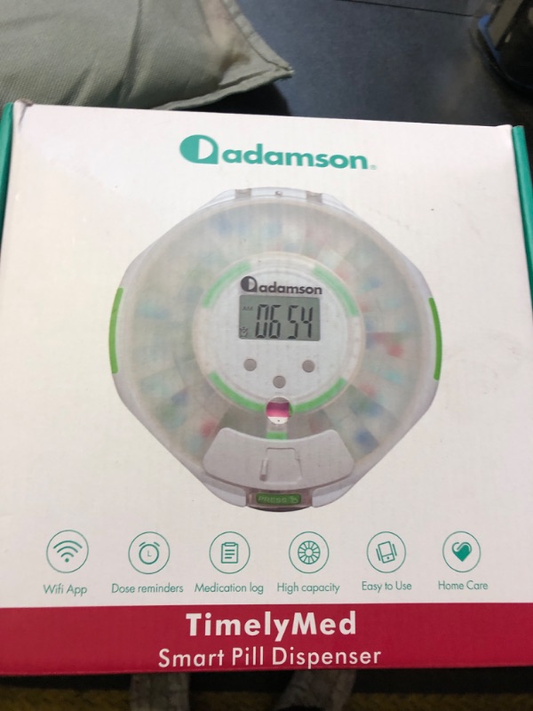 Photo 2 of Adamson TimelyMed Smart Pill Dispenser Machine with Alarm + WiFi App Monitoring + 28 Day Medicine Dispenser + Automatic Pill Dispenser for Elderly with Alarm & Alzheimers Care + Lock Key + New 2024