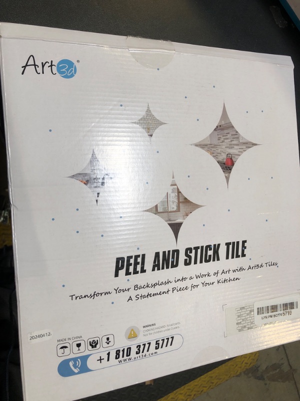 Photo 2 of Art3d 10-Piece Peel and Stick Backsplash Tile, 12" X 12" Self-Adhesive Tile Sticker (10 Tiles)