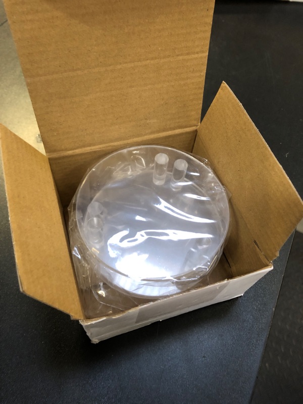 Photo 1 of Memorywuu 3 Pcs 4 Inch Round Acrylic Risers Display Stands Small Clear Round Acrylic Display Riser for Cake Food Jewelry Figurines Collectibles Table Decor Organizer
