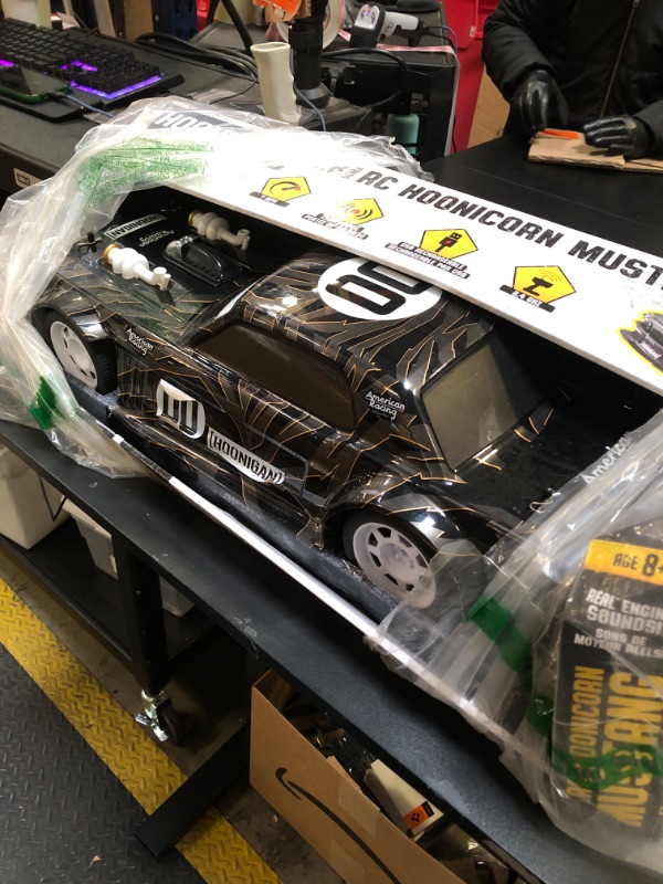 Photo 1 of Flybar Hoonigan, Mustang Remote Control Car for Kids – RC Car, RC Cars, Race Car, 3.7V, 2.4 GHz, Detailed Replica Design, USB Rechargeable Battery Included, 1:8 Scale, 150 ft Range, 7 Mph
