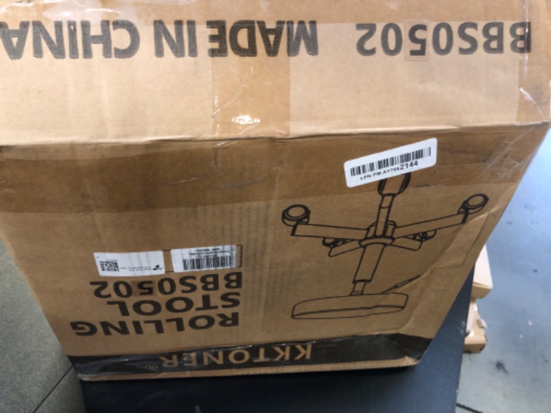 Photo 1 of KKTONER Round Stool Rolling Stools PU Leather Height Adjustable Stool with Wheels Swivel Spa Drafting Work Chair Small (Black)