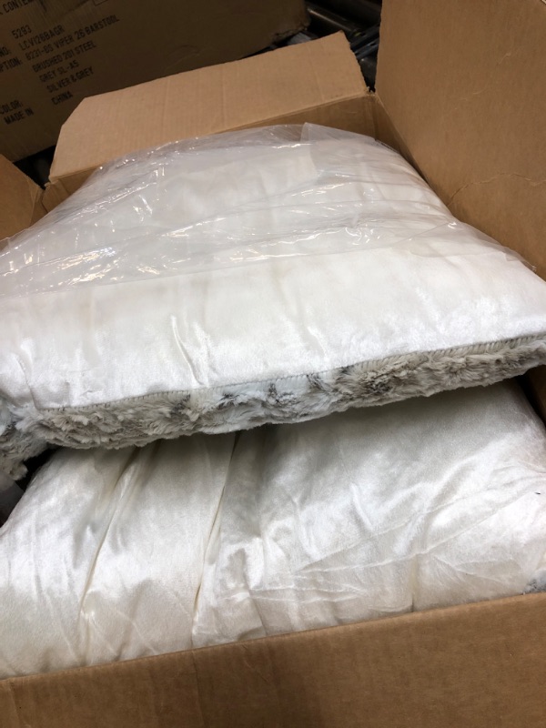 Photo 1 of Cheer Collection Embossed Faux Fur Throw Pillows - Set of 2 Lumbar Couch Pillows, 22" x 22" - Snow Leopard