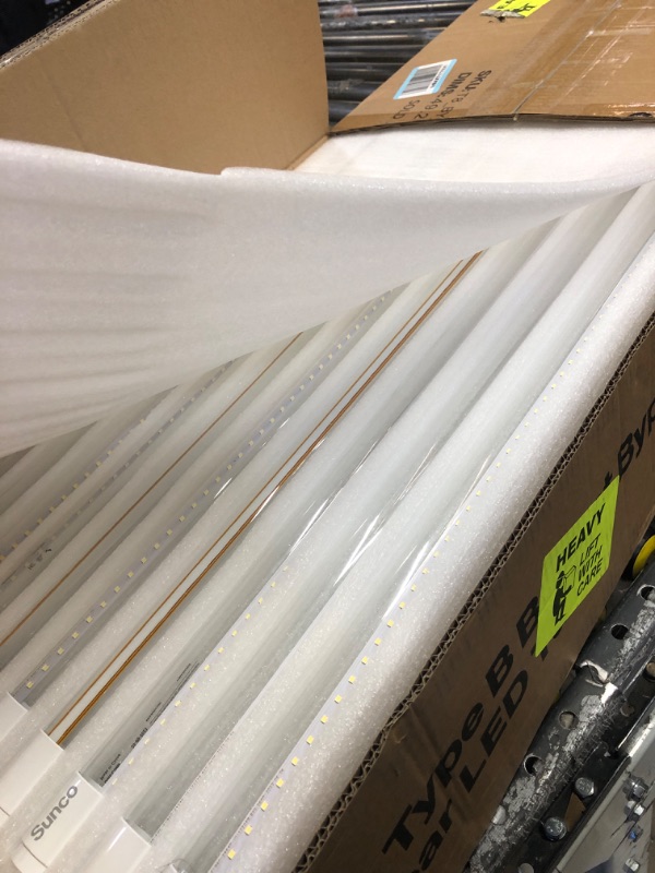 Photo 1 of Sunco 50 Pack T8 LED Tubes 4FT Fluorescent Replacement, 48 Inch, 18W, 2200LM, 6000K Daylight Deluxe, Single Ended Power, Type B, Clear Lens UL