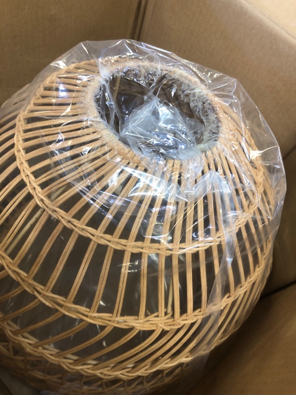 Photo 1 of ELYONA Modern Boho Rattan Chandelier, 16” Large Rustic Wicker Pendant Light Fixtures, Basket Adjustable Hand Woven Hanging Ceiling Lamp for Coastal Kitchen Island Dining Room Living Room Bedroom Foyer