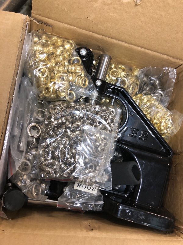 Photo 1 of Kawlity Grommet Machine Eyelet Hand Press Punch Tool 3 Dies 3000 Pcs Grommets 1 Hammer Black