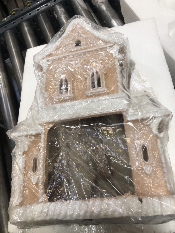 Photo 2 of Braxio Gingerbread House Christmas Tabletop Decorations - Village Gingerbread Decor Traditional Cottage Church Christmas Collectible Figurines High 10.25x7.5x13.5 Inch