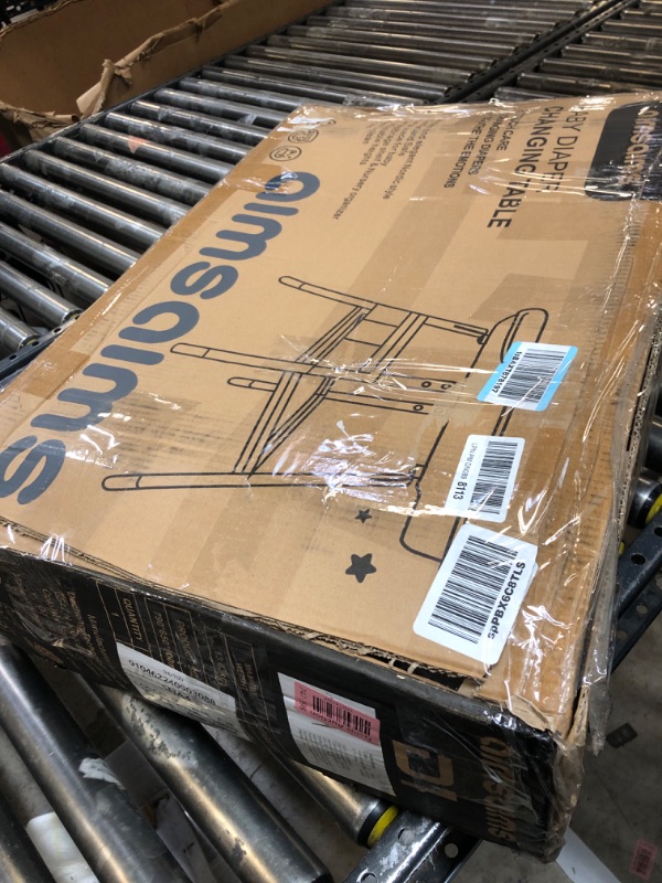 Photo 1 of Baby Changing Table Diaper Changing Tables, Height Ajustable Nursery Changing and Dressing Table Station with Changing Pad Storage Rack Pockets for Newborns Babies and Infants, White