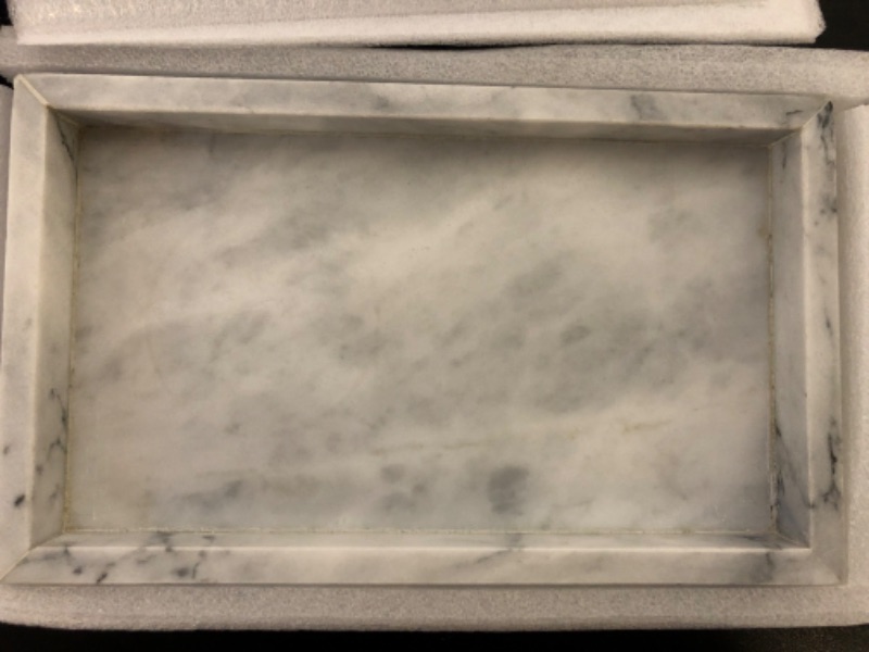 Photo 2 of 10" x 6" Moreast Real Natural Marble Vanity Tray, Genuine Marble Storage Tray for Home Decor, Large Stone Tray for Bathroom/Kitchen/Vanity/Dresser, Non-Resin/Non-Ceramic, 10 x 6 inch