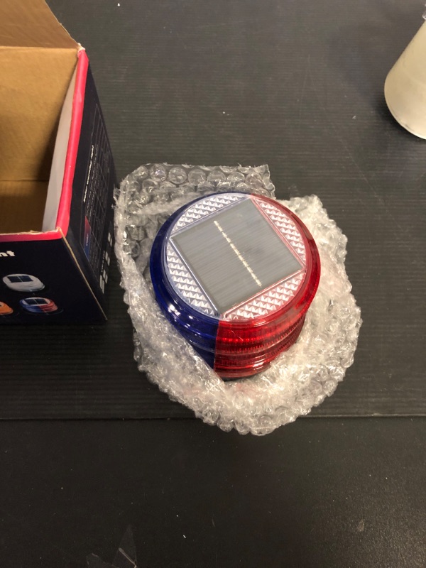 Photo 1 of RISOON Solar Strobe Warning Safety Flashing Light/Ceiling Strobe Light, with Strong Magnetic Base Waterproof for Construction, Traffic, Factory, Crane Tower, Boat Navigation (Red+Blue)