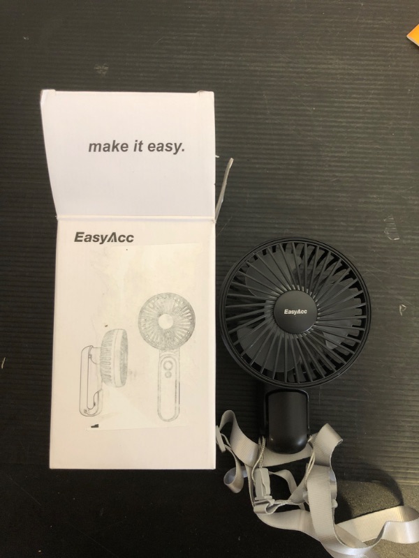 View 2 of EasyAcc Portable Hand Held Fan, Ultra Quiet 5 Speed Personal Fan, LED Dispay USB C Rechargeable Handheld Fan, 180° Foldable Small Desk Fan, Electric Cooling Fan&PowerBank for Office Home Travel