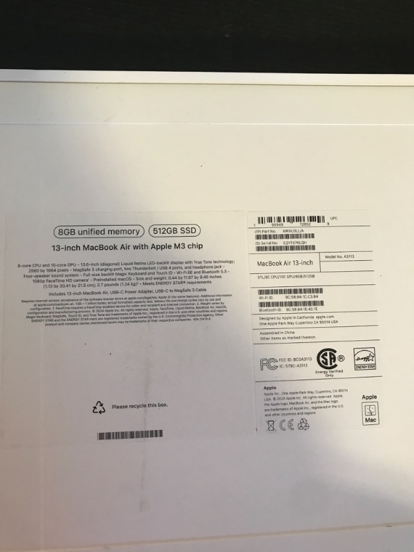 Photo 4 of Apple 13" MacBook Air (M3, Starlight)***factory sealed