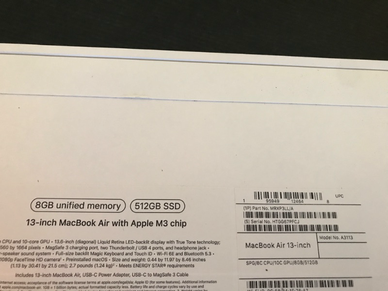 Photo 4 of Apple 13" MacBook Air (M3, Space Gray)****FACTORY SEALED