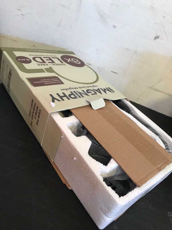 Photo 1 of 8X Desk Magnifying Light - Magnifying Glass for Reading and Crafts with 6 LEDs (No Glare, No Flickering) - Magnifying Lamp with Light and Stand, 2 Brightness Settings - Ideal for Seniors