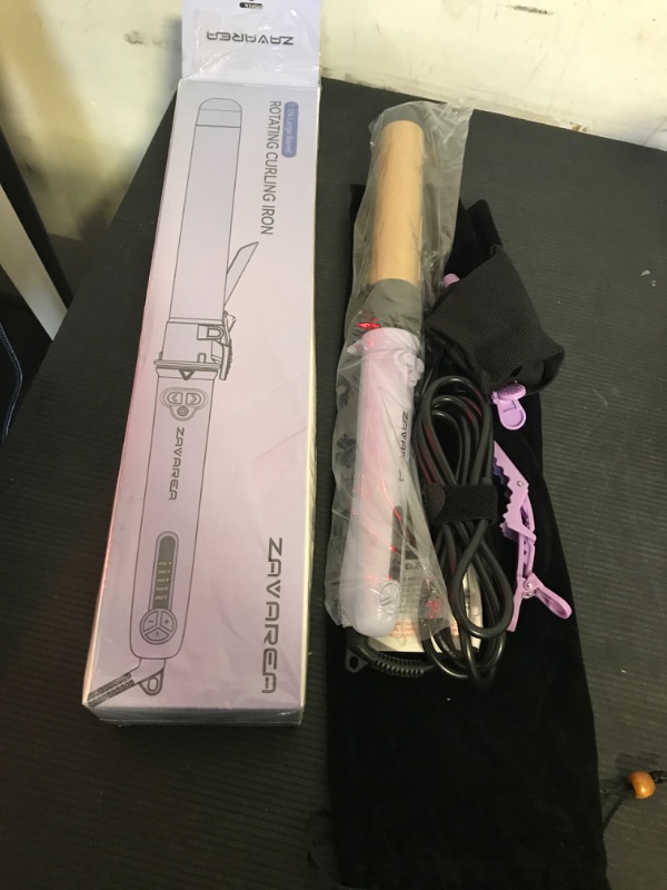 Photo 1 of Rotating Curling Iron 1 1/4 Inch, 2024 Upgraded ZAVAREA Automatic Curling Iron with Extra-Long Barrel, Dual Voltage Self Curling Wand 1.25" Hair Curler for Long Hair for Effortless Waves, Beach Curls