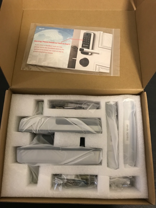 Photo 1 of Smart Door Lock, OLUMAT Keyless Entry Door Lock Fingerprint Door Lock with Keypad Digital Door Lock with Handle for Home, Rental, Office and Hotel (Silver)