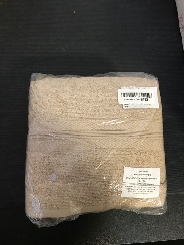 Photo 1 of BOUTIQUO 8 Piece Towel Set 100% Ring Spun Cotton, 2 Bath Towels 27X54, 2 Hand Towels 16X28 and 4 Washcloths 13X13 - Ultra Soft Highly Absorbent Machine Washable Hotel Spa Quality - Tan