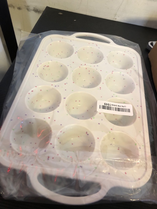 Photo 1 of AOTASO Silicone Muffin Pan for Baking 12 Cup Nonstick Cupcake Pan Small Silicone Cupcake Mold with Metal Reinforced Frame BPA Free (1 Pc, Cream)