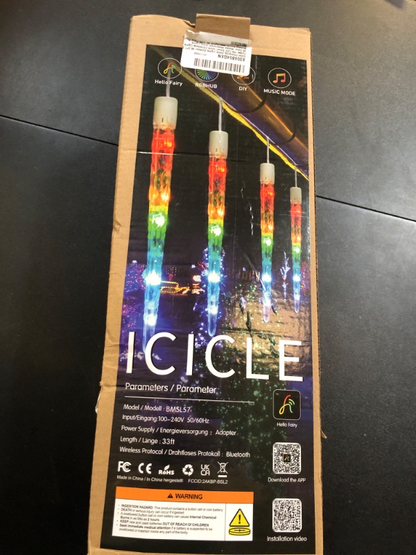 Photo 1 of Color Changing Icicle Lights Outdoor 48.2FT 20 Tubes 100 LED Smart Icicle Christmas Lights, 39 Color Modes Waterproof Icicle Lights Connectable Indoor Lights for Tree Patio Roof Holiday Decor, Smart