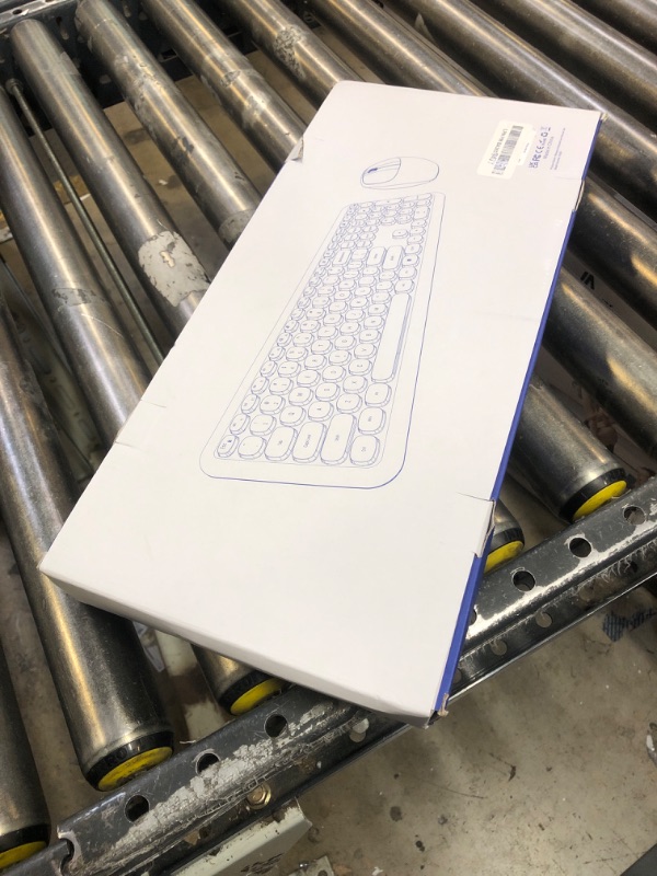 Photo 1 of Wireless Keyboard and Mouse Combo, 2.4GHz Full-Sized Colorful Cute Keyboard Mouse Set with Retro Typewriter Flexible Round Keys for Windows, Computer, Laptops, PC Purple Colorful