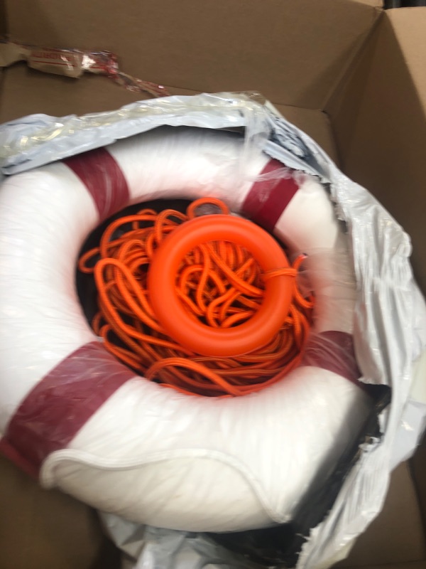 Photo 2 of 20 inch/50cm Pool Safety Ring Life Preserver Ring Buoy, Swimming Swim Foam Ring Pool Buoy Pool Rings Life Preserver Ring for Pool with 98.5FT Water Floating Lifesaving Rope