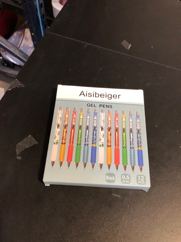 Photo 2 of Aisibeiger Gel Pens Fine Point 0.5mm Black Ink Gel Pen Retractable Cute Pens for Smooth Writing School Office Supplies (12-count)