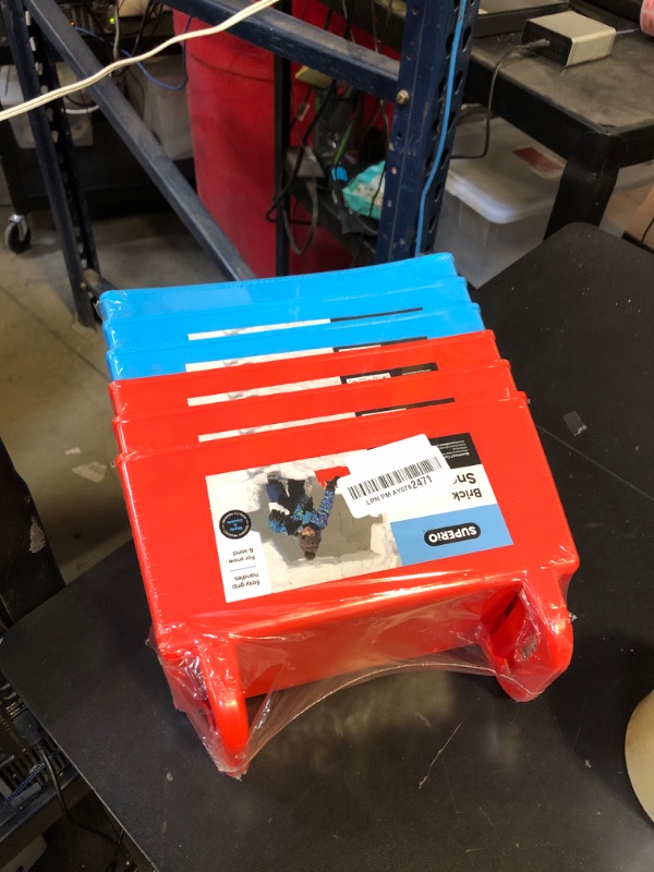 Photo 1 of Superio Snow Brick Maker Igloo Fort Block Form Outdoor Winter Snow Toys Sand Castle Building Kit for Adults and Kids Sandbox, Beach, Sand Toys (Red/Blue)