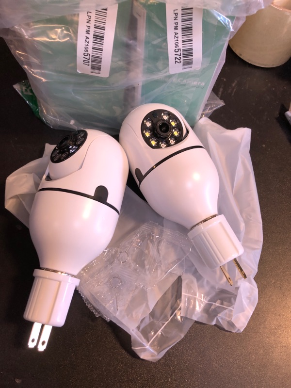 Photo 1 of 2 Pack 3MP Light Bulb Security Camera Wireless Outdoor, 360° Indoor WiFi Smart Light Socket Cameras for Home Security Cameras with Motion Detection and Alerts, 2-Way Audio, Compatible with Alexa