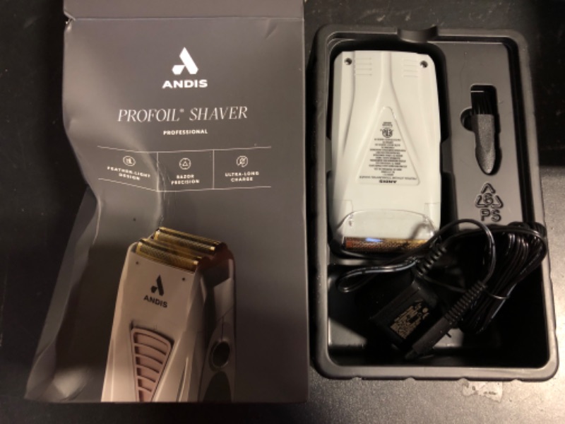 Photo 2 of Andis TS-1 17235 Pro Foil Lithium Titanium Foil Shaver, Cord/Cordless, Smooth Shaving Cordless Shaver with Charger, Gray