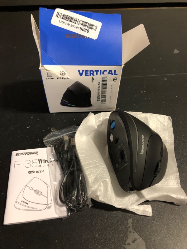 Photo 1 of ECHTPower Wireless Bluetooth Mouse, Ergonomic Mouse with LED Light, Tri-Mode BT5.0+BT5.0+2.4GHz, Vertical Mouse Adjustable DPI 2400/1600/1000, Rechargeable Mice for PC, Laptop, Mac, Windows