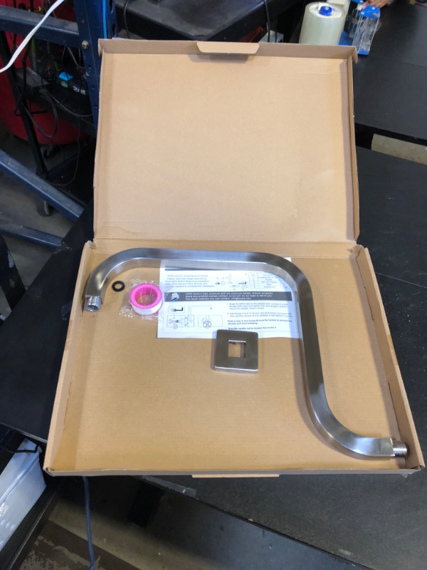 Photo 1 of PHASAT S Shaped Square Shower Arm with Flange,High Rise Shower Head Extension Arm Brushed Nickel,PU9L03