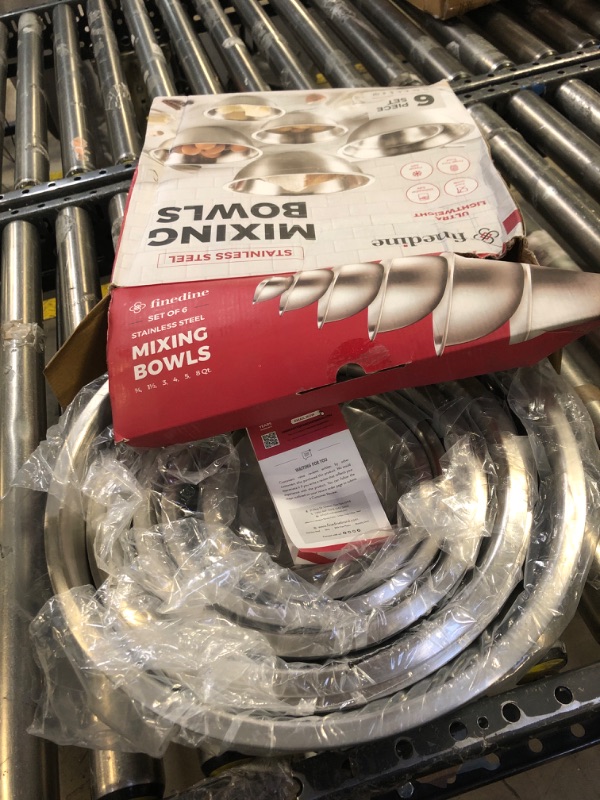 Photo 1 of FineDine Stainless Steel Mixing Bowls Set for Kitchen, Dishwasher Safe Nesting Bowls for Cooking, Baking, Meal Prepping 6 Pack Stainless Steel